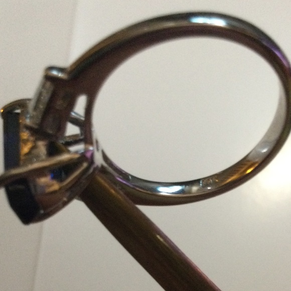 Sapphire and Diamond Ring 14K White Gold Setting - Picture 6 of 6